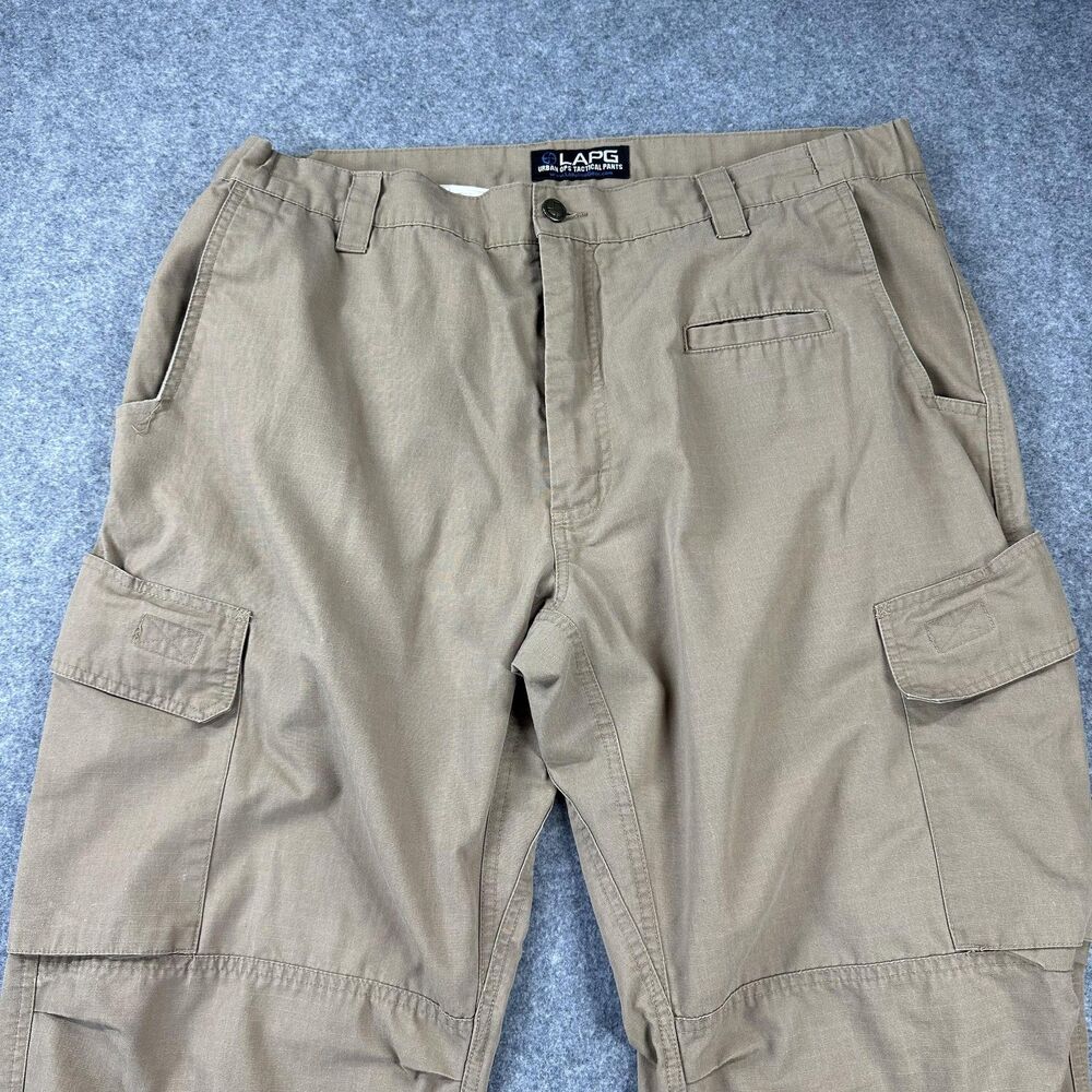 LAPG Pants Mens 38x30 Beige Urban Ops Tactical Cargo Canvas Workwear Utility - Picture 2 of 11